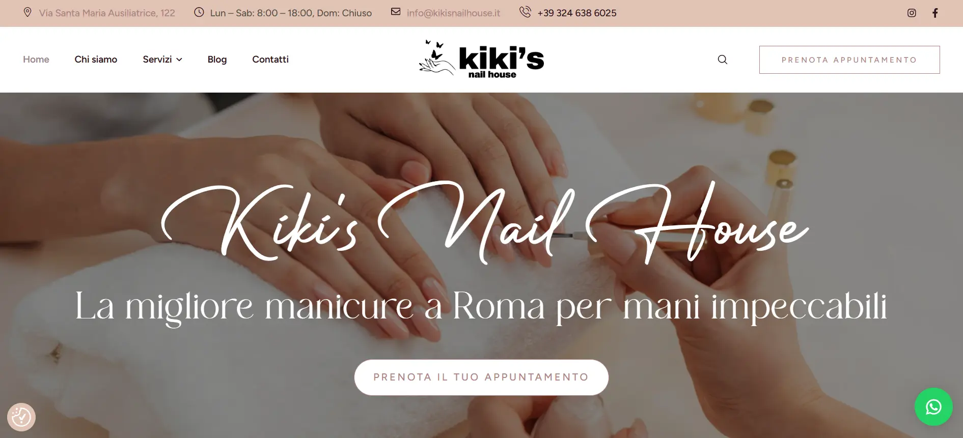 Anteprima del sito di Kiki's Nail House, centro manicure a Roma
