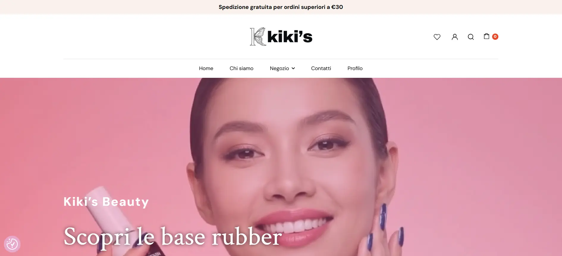 Anteprima dell'e-commerce Kiki's Beauty, smalti semipermanenti HEMA-free
