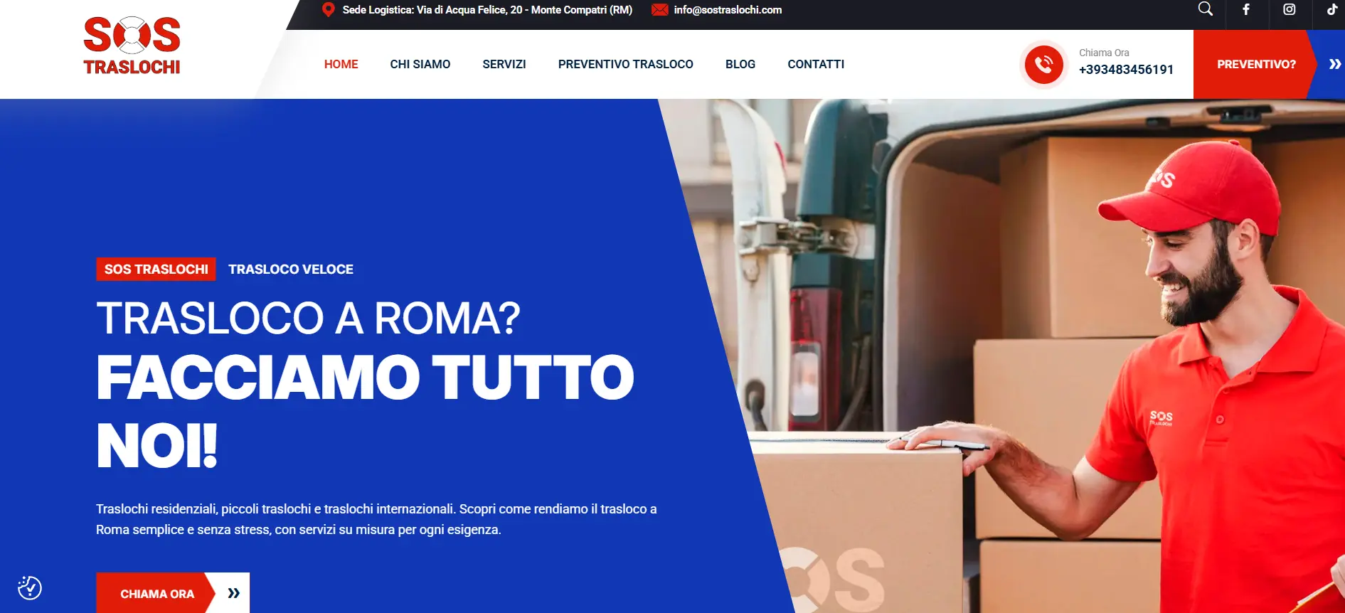 Anteprima del sito di SOS Traslochi, traslochi a Roma